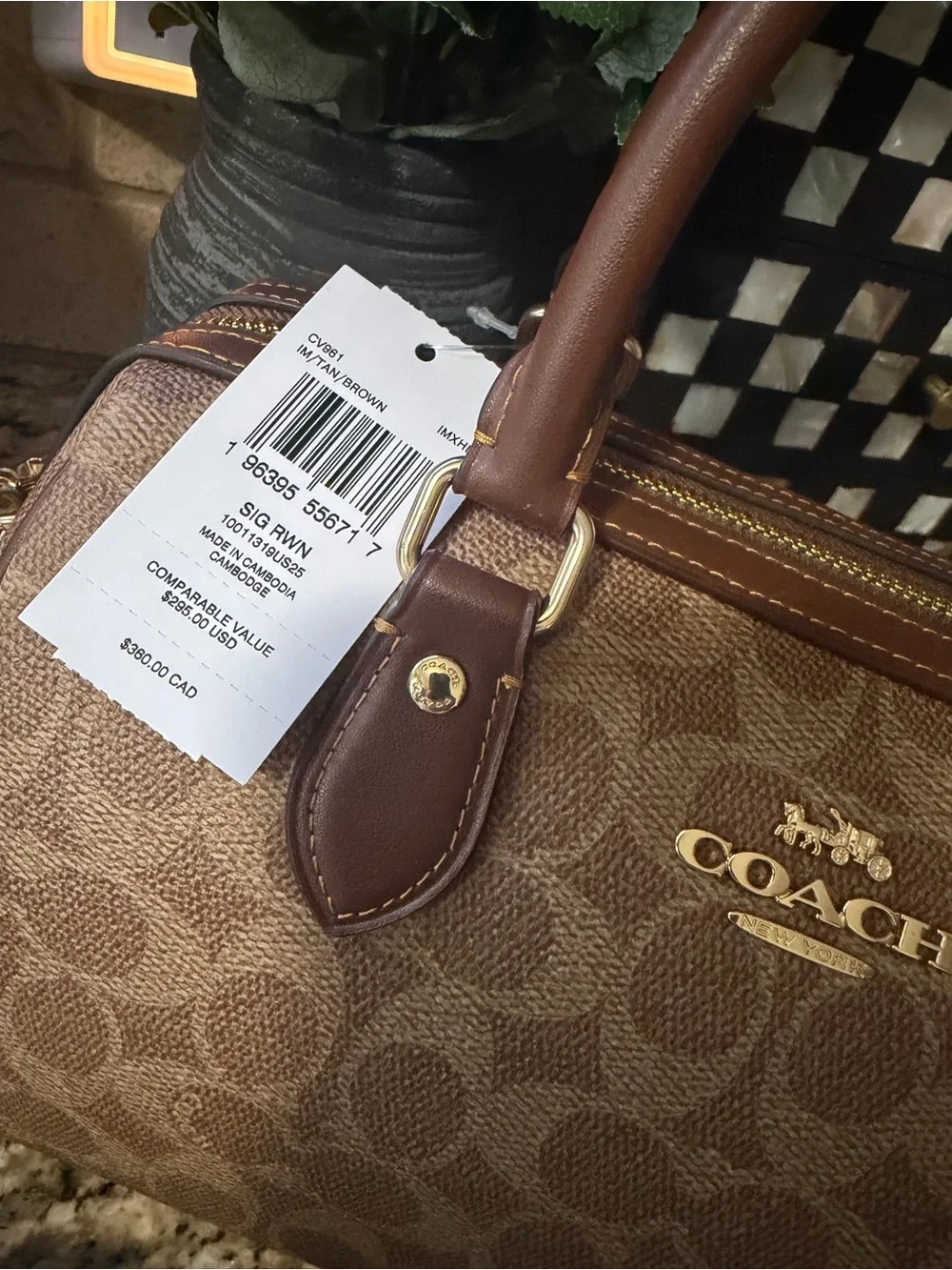 Coach Signature Rowan satchel  Bag - Black & Brown